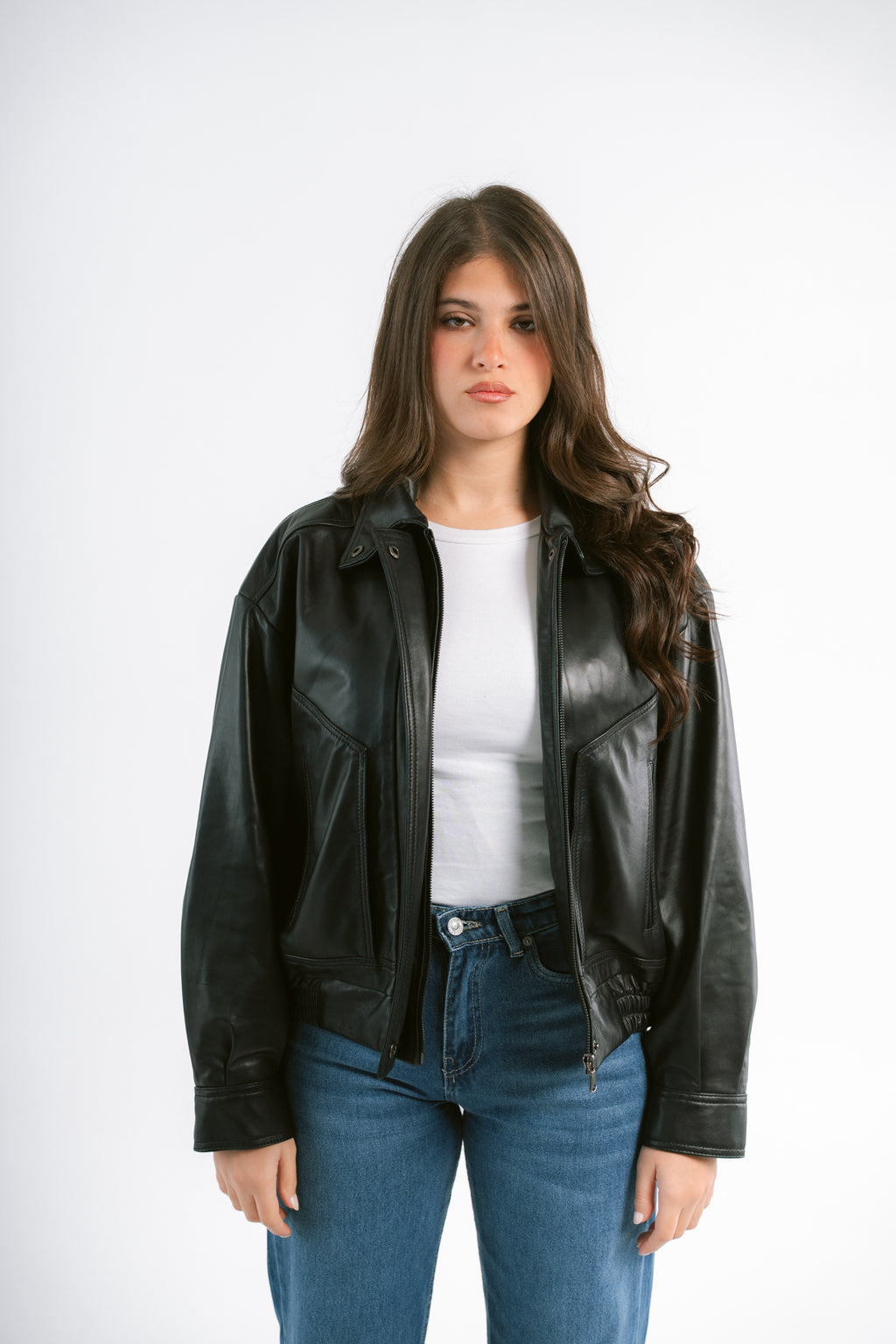 The Straight Leather Bomber