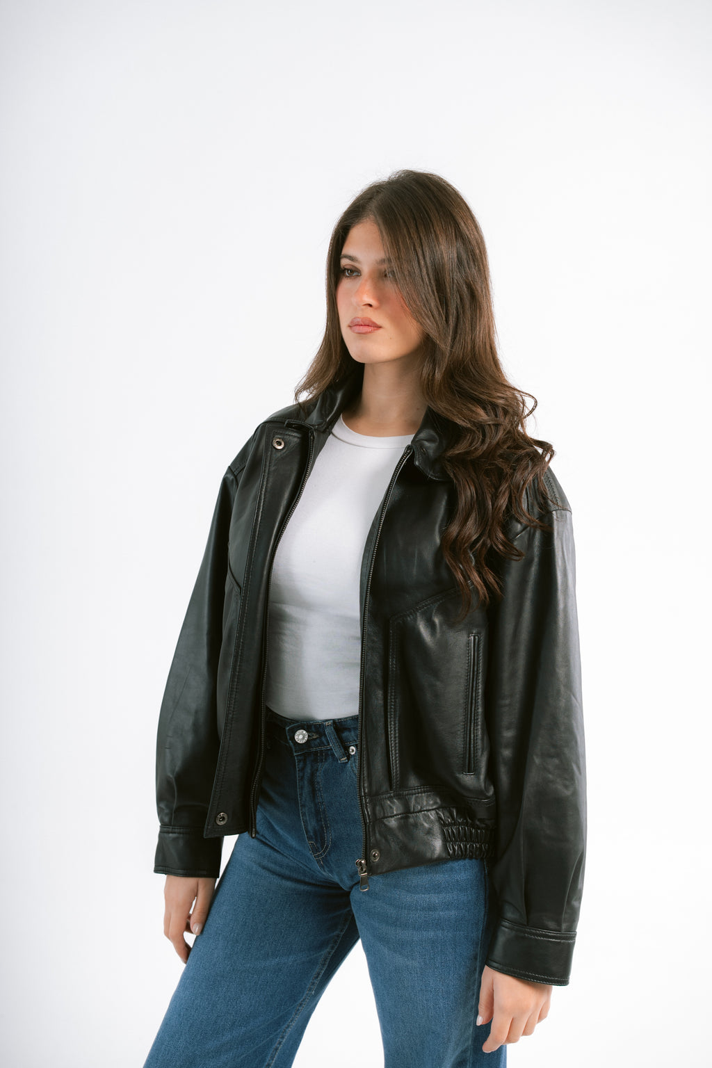 The Straight Leather Bomber