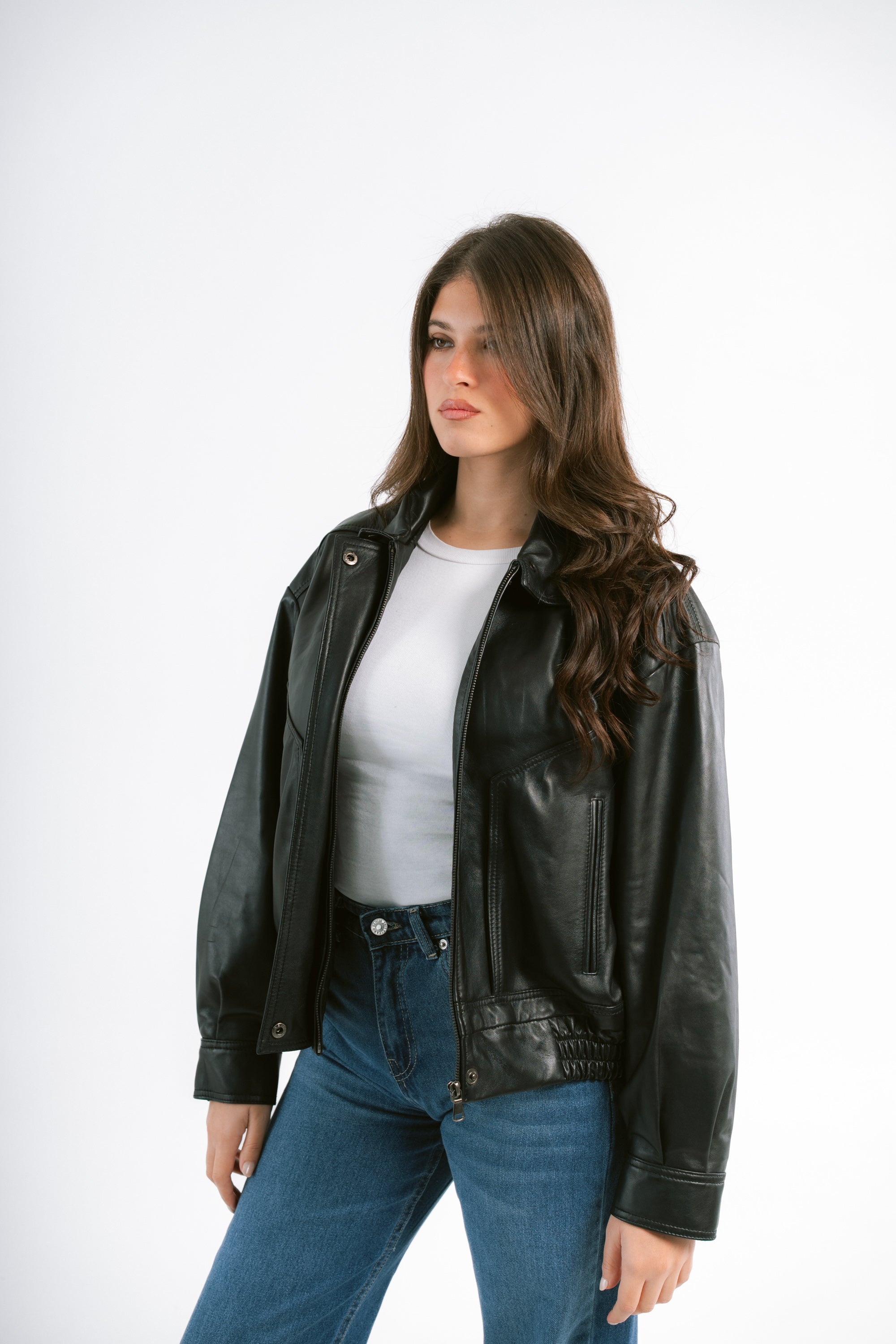 The Straight Leather Bomber