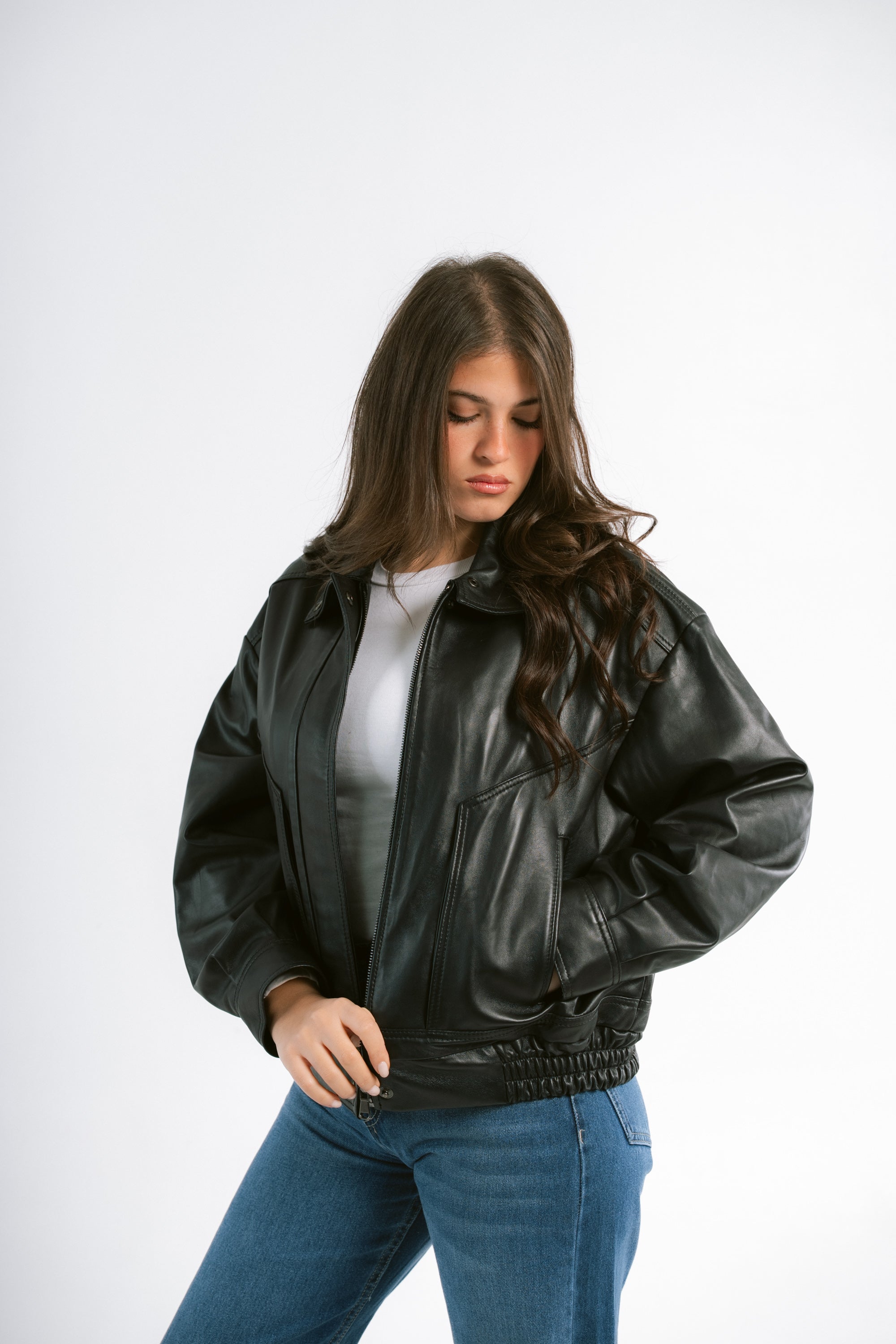The Straight Leather Bomber
