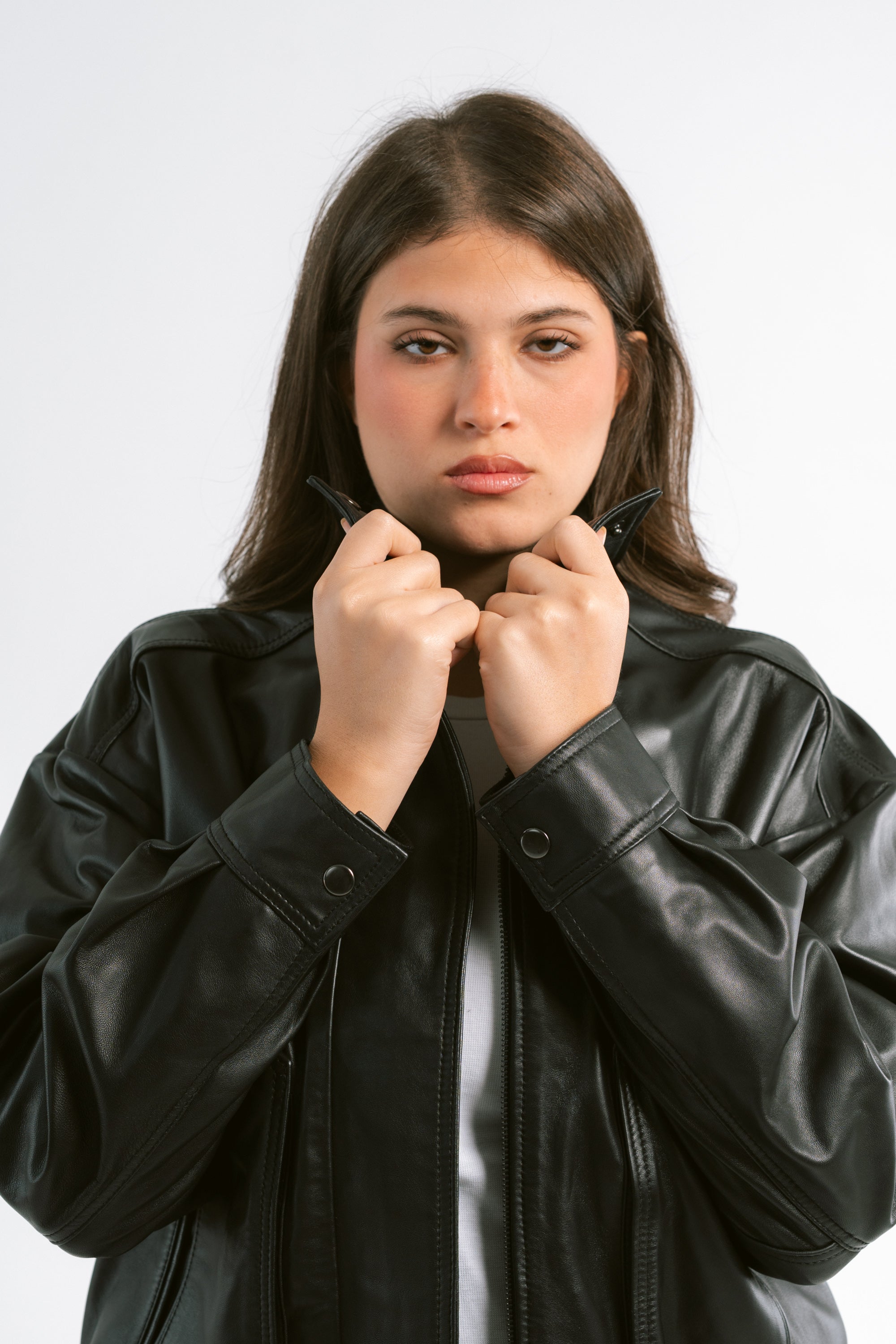 The Straight Leather Bomber