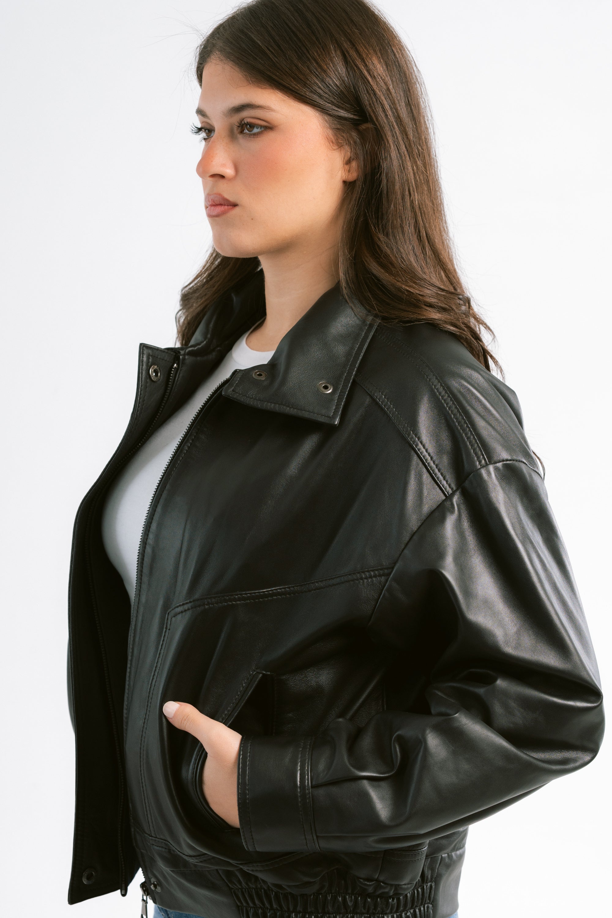 The Straight Leather Bomber